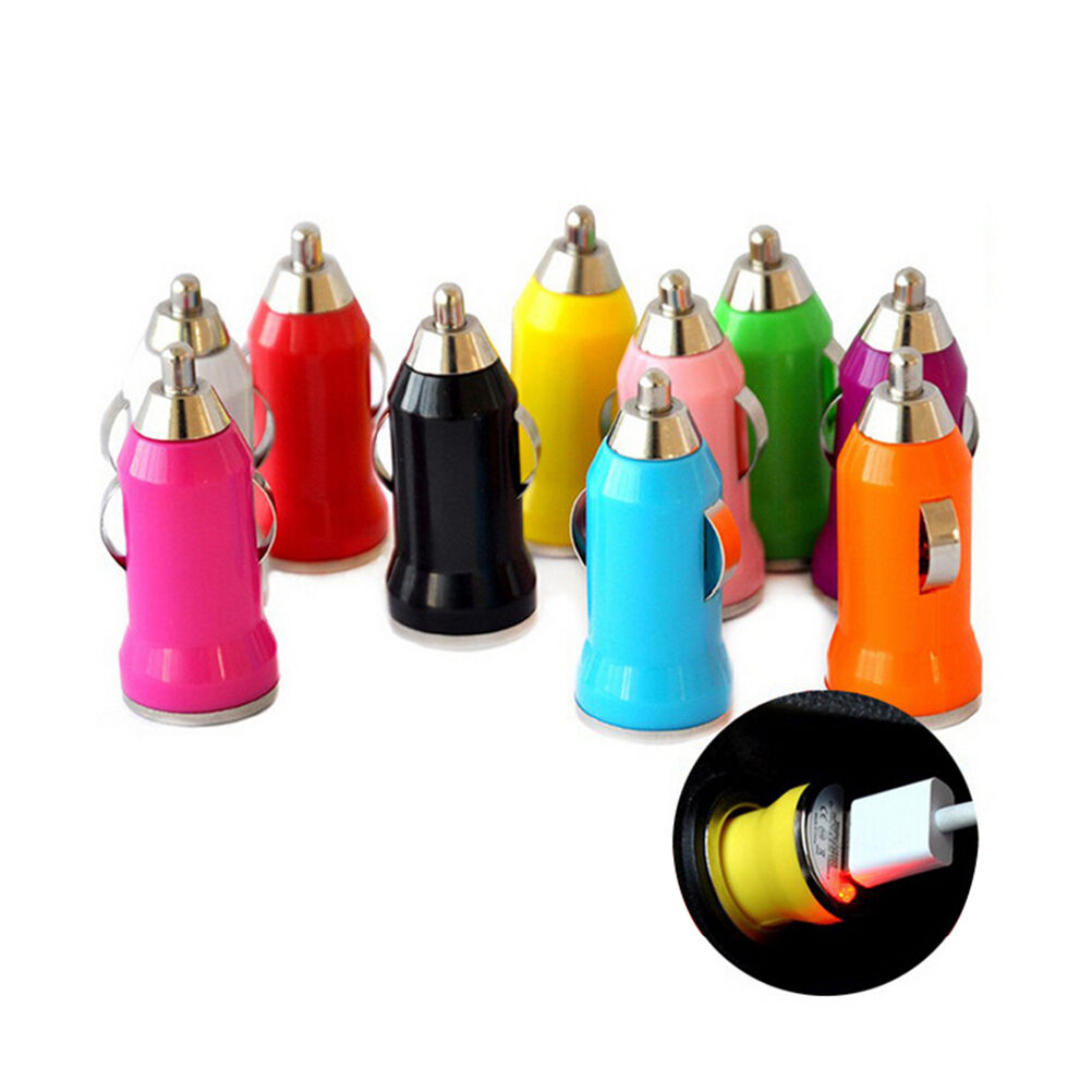 1Universal Car USB Metal 1 Port Mini Charger Adapter Bullet For Cell Phon.l8