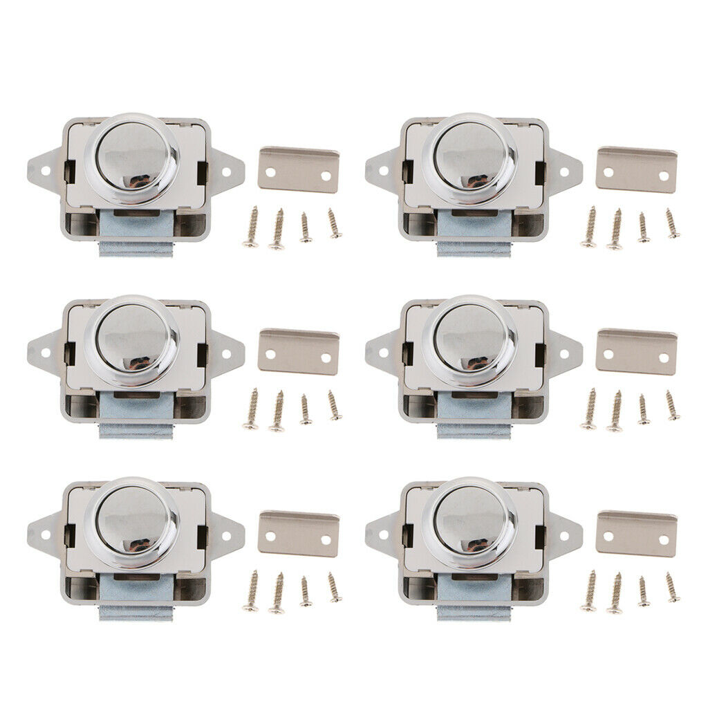 6x Push Button Cupboard Catch Lock Latch for Motorhome RV Boat Cabinet