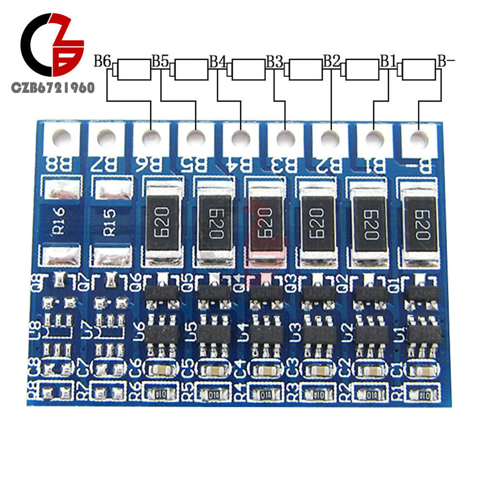 6S 6Cell 25.2V 18650 Li-ion Lithium Battery Charger Module Polymer Balance Board