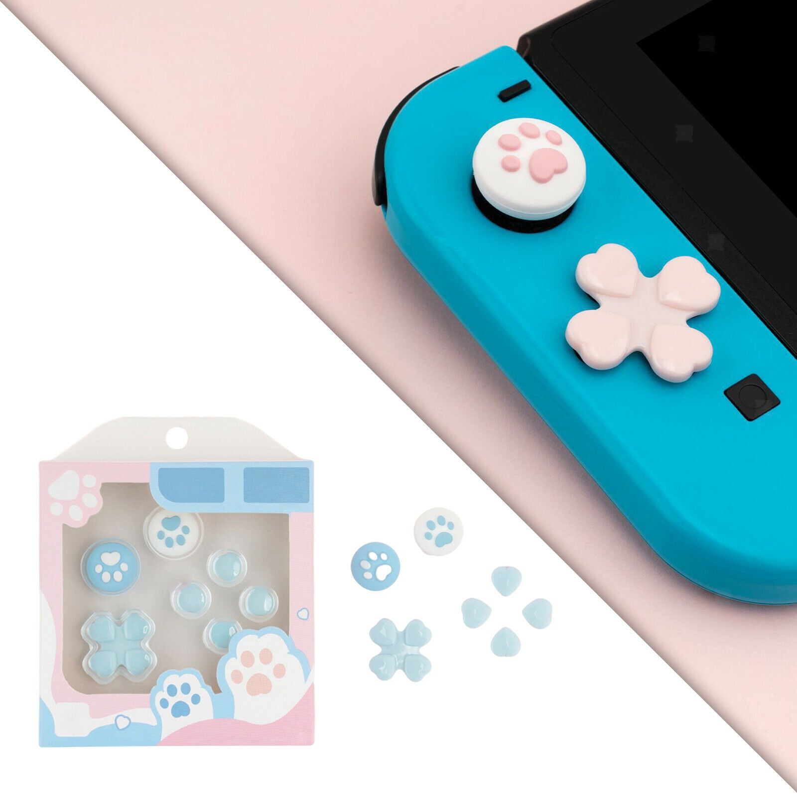 Cat Claw Design Joystick Protective Cover Button Stickers Set Gaming