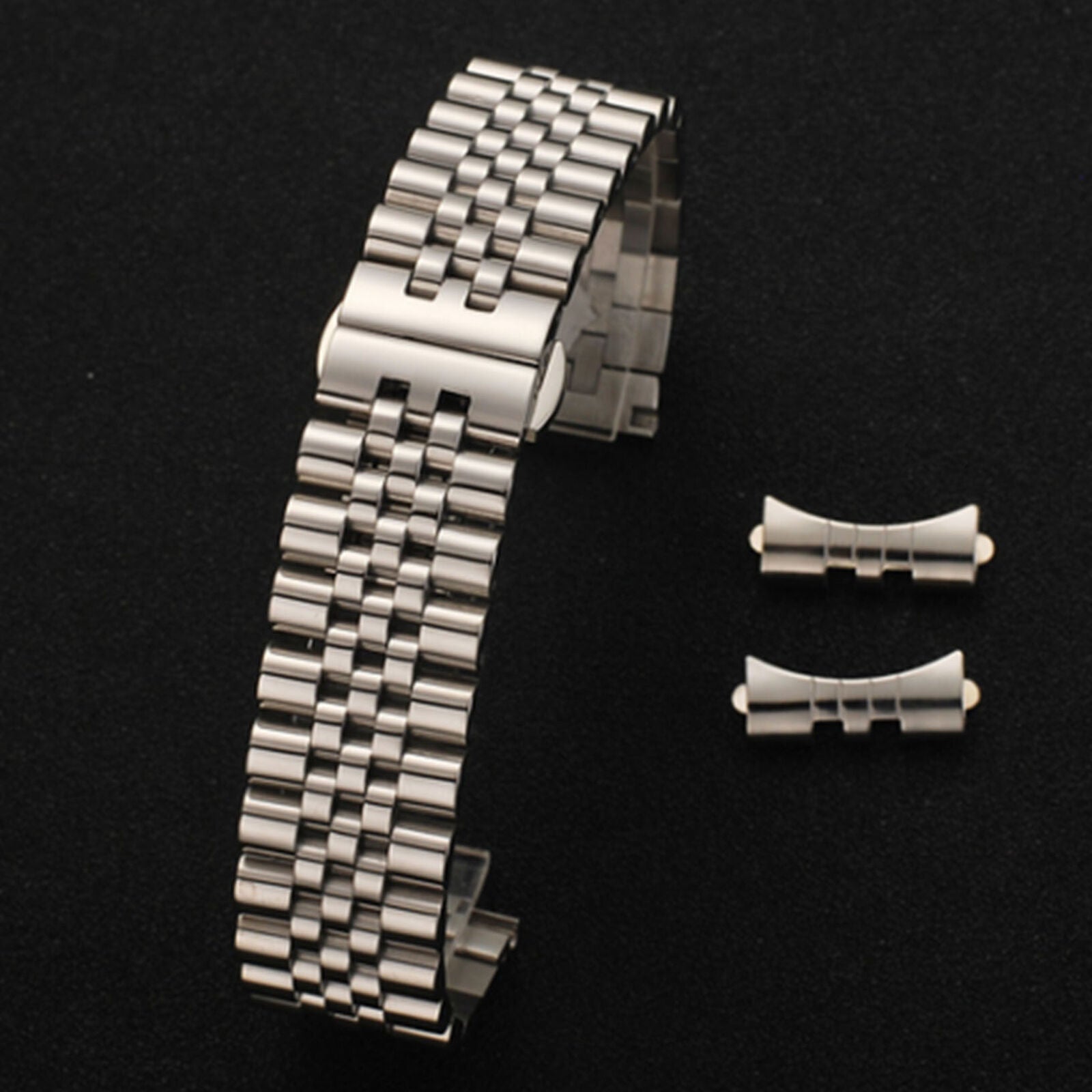 Solid Polished Stainless Steel Watch Strap Band Bracelet Watch Band NEW