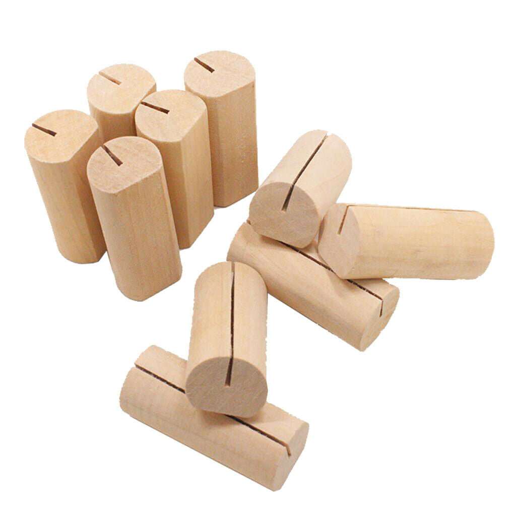 20x Rustic Wood Place Card Holder Natural Wooden Bark Memo Holder Stands Table