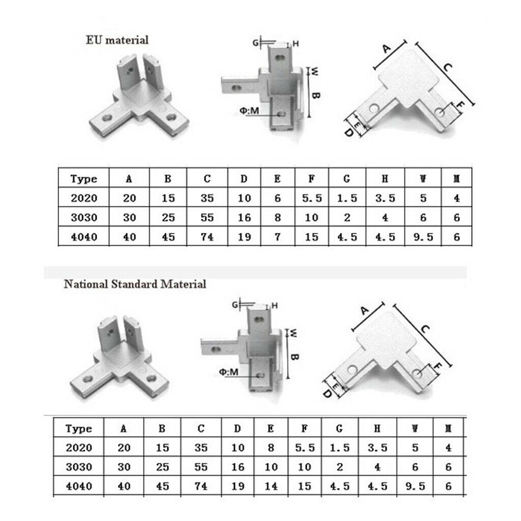 3030 Series IN, Use for T-slot Aluminum Extrusion Profile, Inside Corner