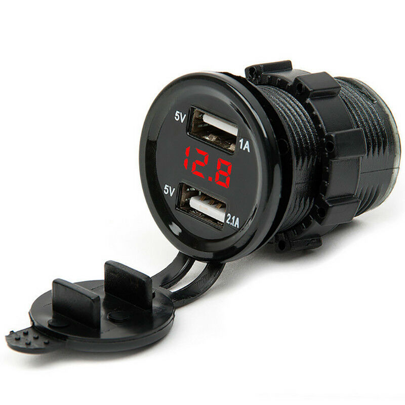 12V DC Motorcycle Car 3.1A Dual USB LED Charger Socket Voltage Voltmeter Panel C
