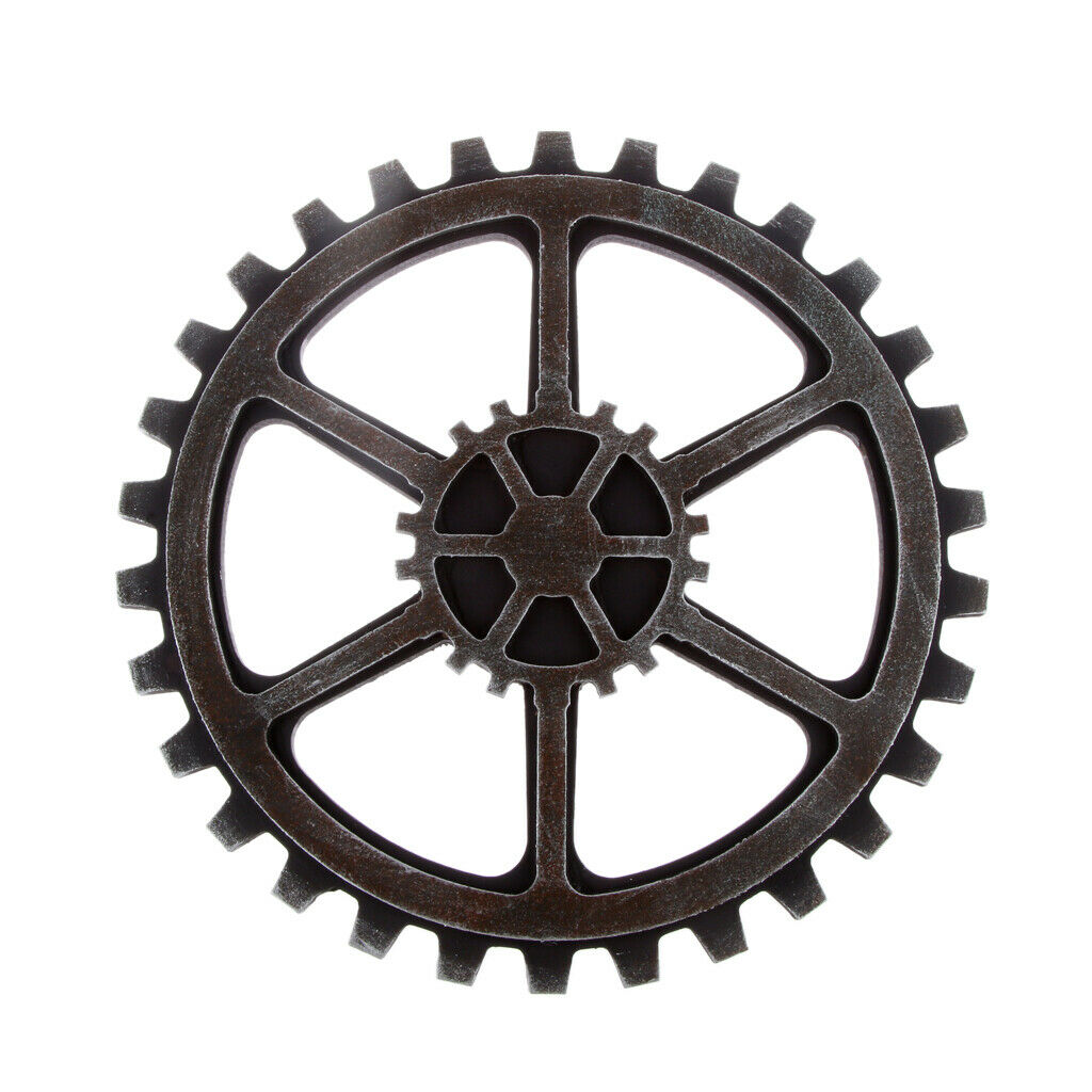 Set 2PCS  Industrial Wooden Gear Wheel Ornament Wall Decor Art Craft Plaque