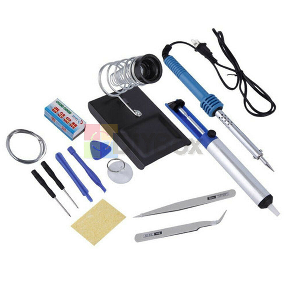 14 in 1 Electric Soldering Tools Kits Set Iron Stand Desoldering Pump 60W 110V