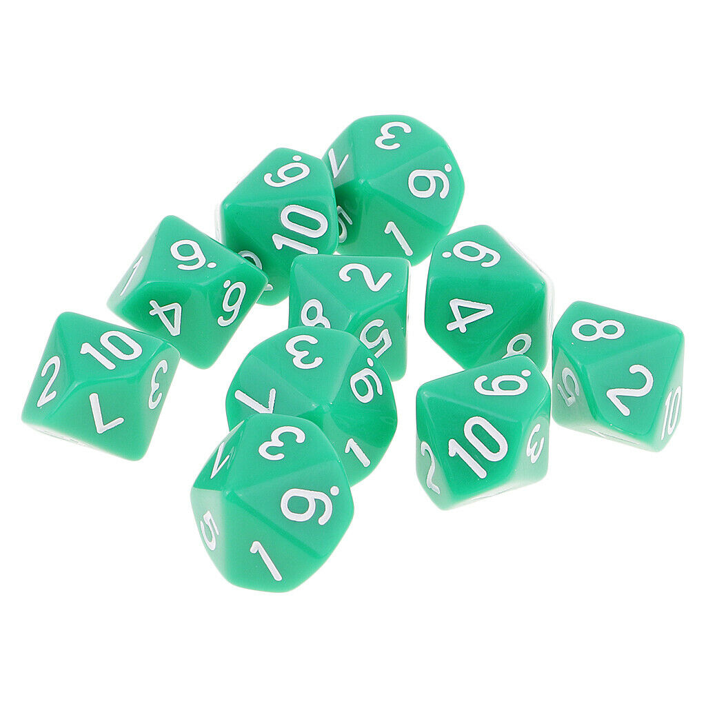 2X 10x Dice Polyhedral Dices Accessory Toys Table Games Gift Props Light Green