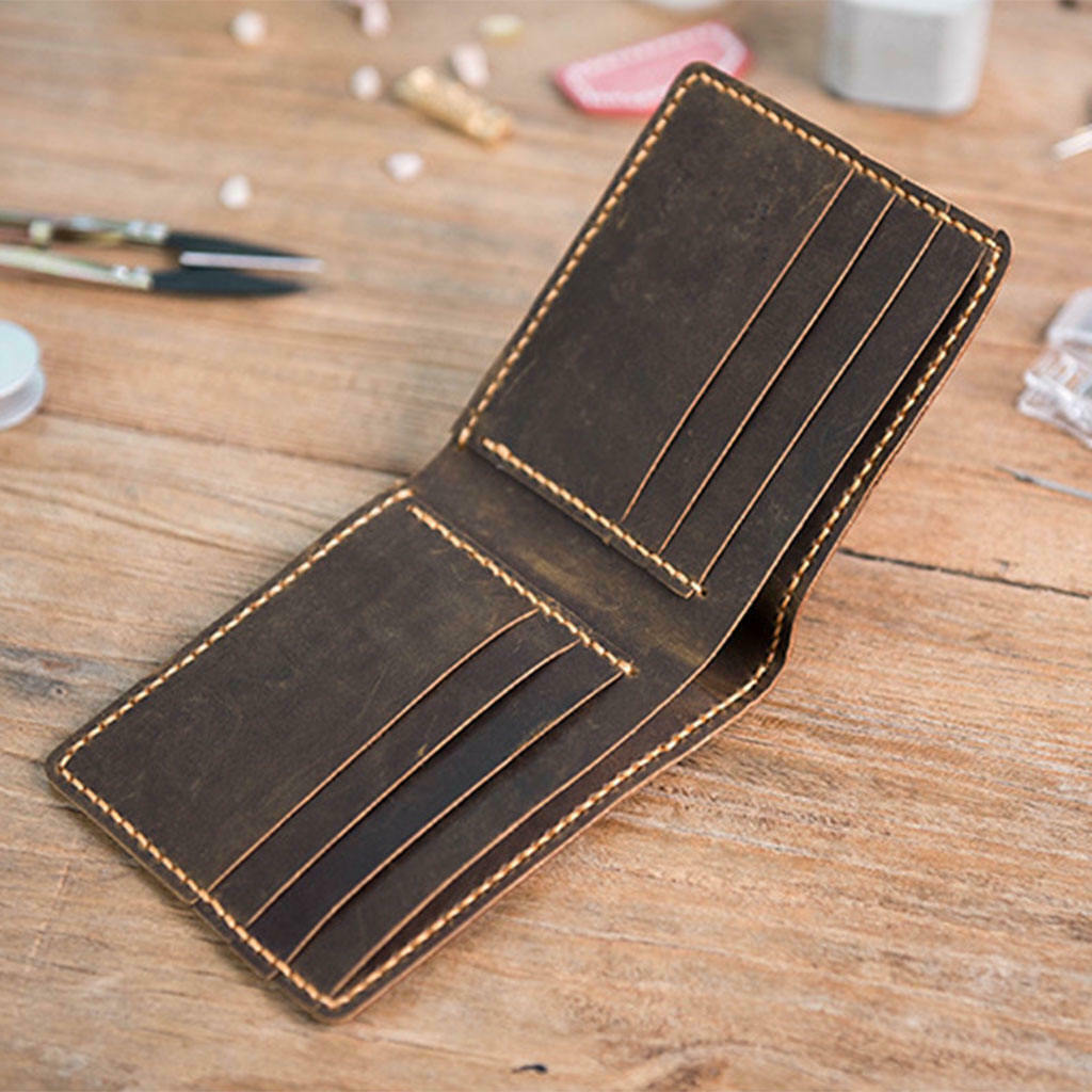 DIY Leather Purse Kit Leather Blanks Set for Making Bifold Wallet Brown