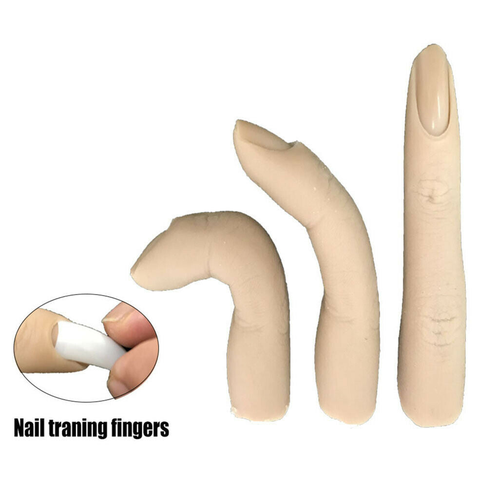 2 Pieces False Practice Finger Nail Art Training Finger for Acrylic Gel