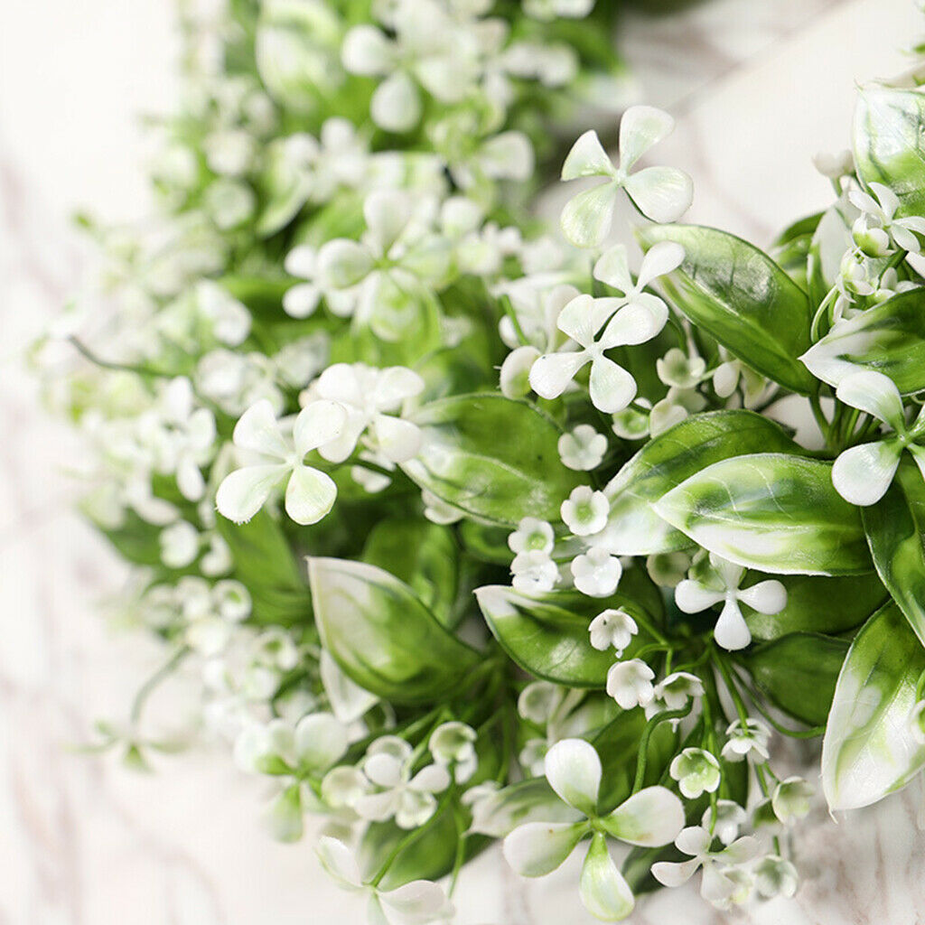 43cm Simulated Greenery Wreath Babysbreath Flower Garland for Front Door Wall