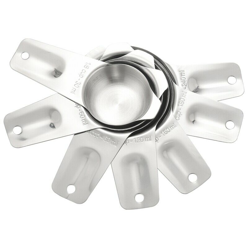 Measu Cups Set of 7 with 1/8 Cup Coffee Scoop,Stainless Steel Metal Measu Cup,I4