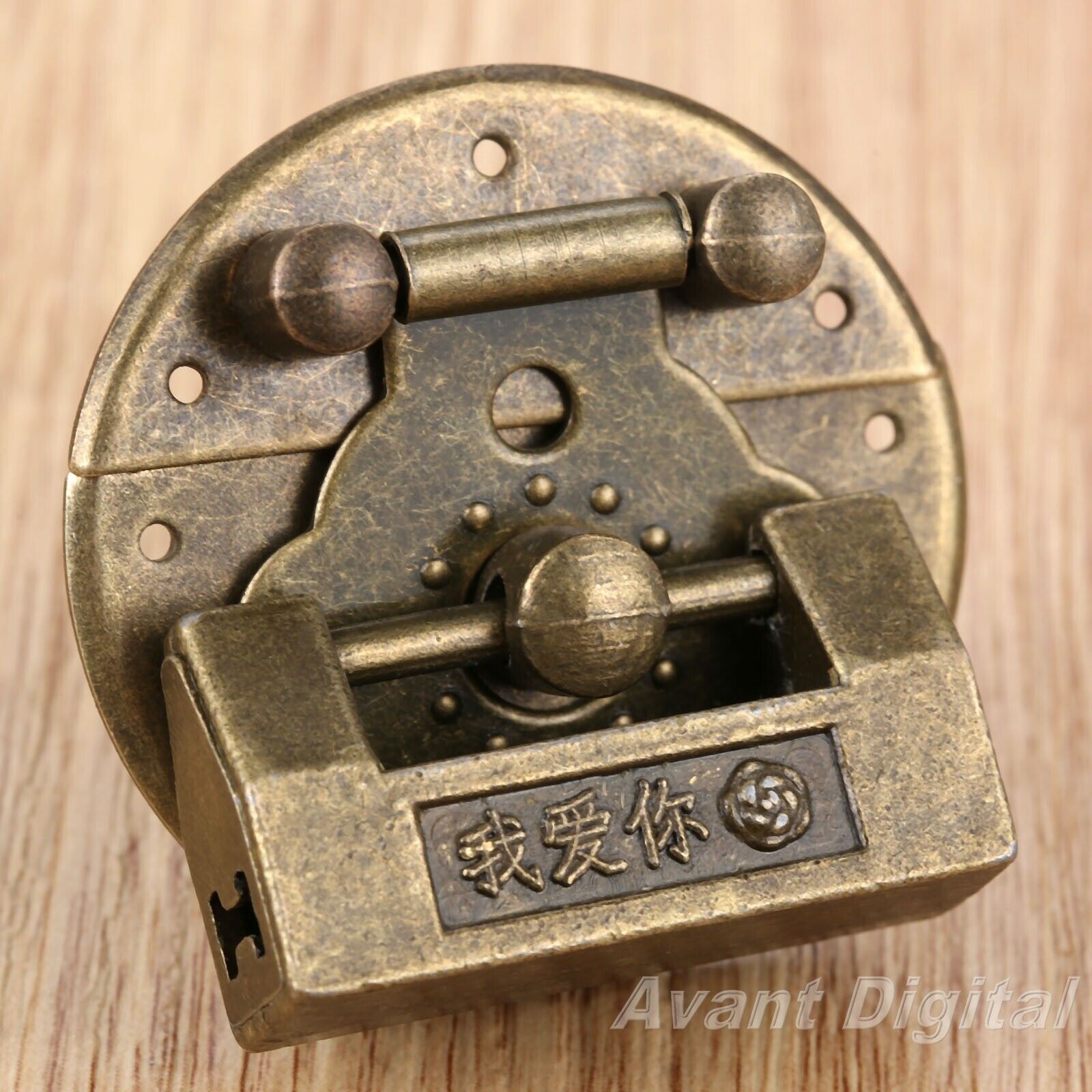 1Set Retro Bronze Lock Latch Buckle Clasp Chinese Old Style Jewelry Box Padlock