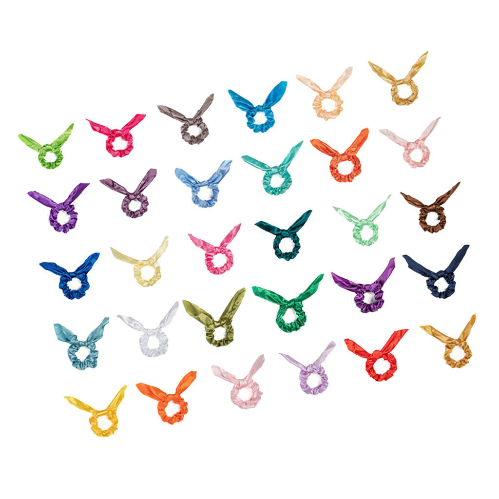 30Lot Ribbon Hair Scrunchies Colorful Stretchy Hair Rope Tie Ponytail Holder