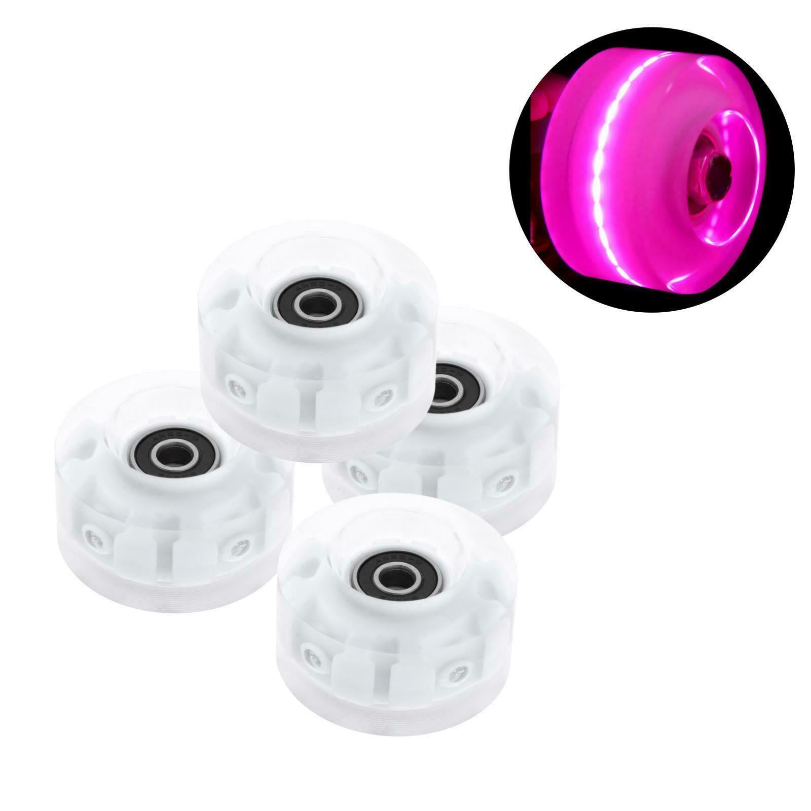2X 4 Pack Roller Skate Wheels with Bearings for Double Row Skateboard Pink