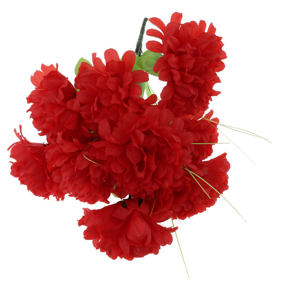 Artificial Chrysanthemum Bouquet Home Decor Grave Cemetery Flower Dark red