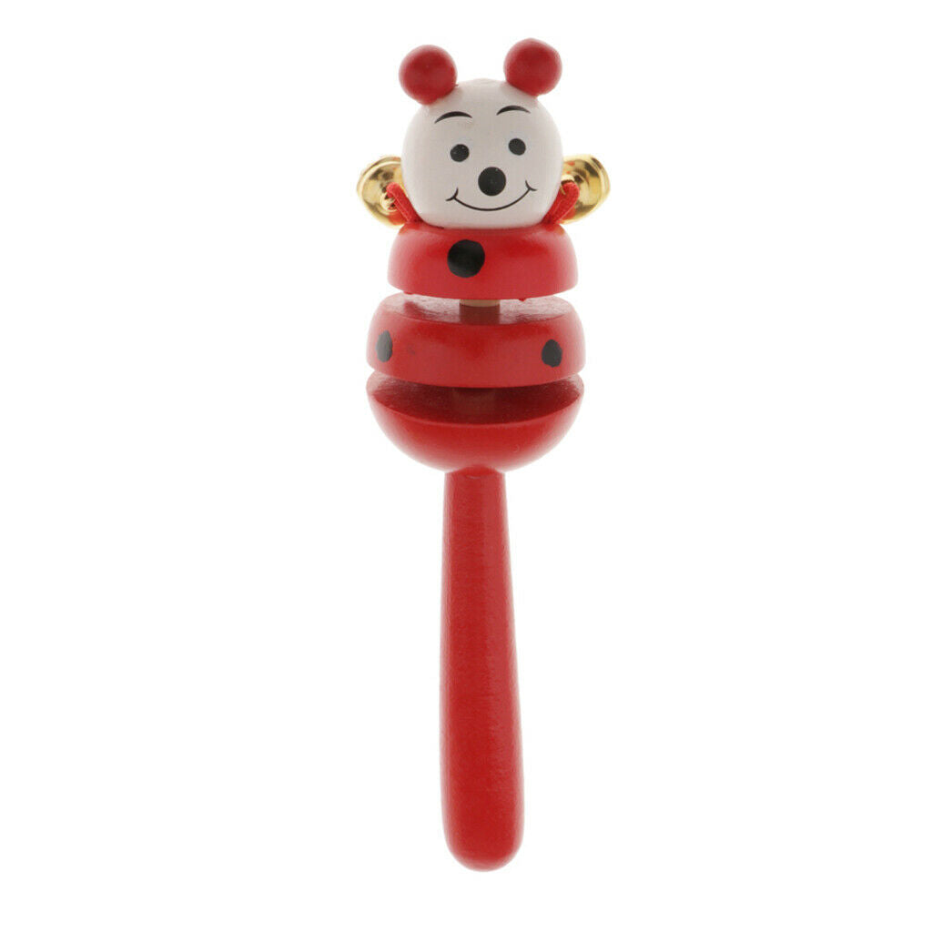 Wood Cute Baby Rattles Infant Shaking Toys Handbell Noise Maker Style Random