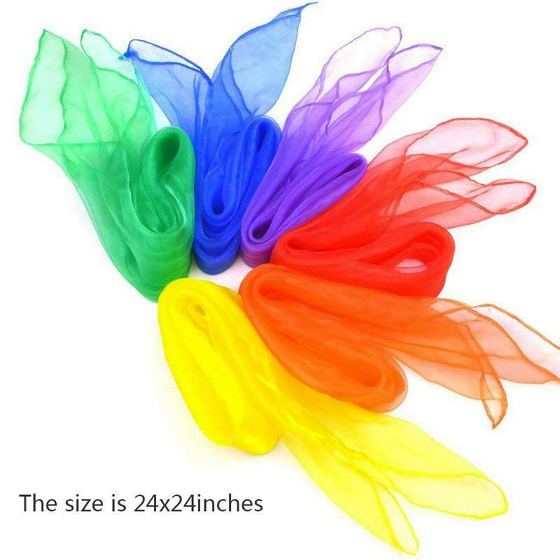 12Pcs Square Juggling Silk Dance Scarves  Tricks Performance Props AccessoriesF9