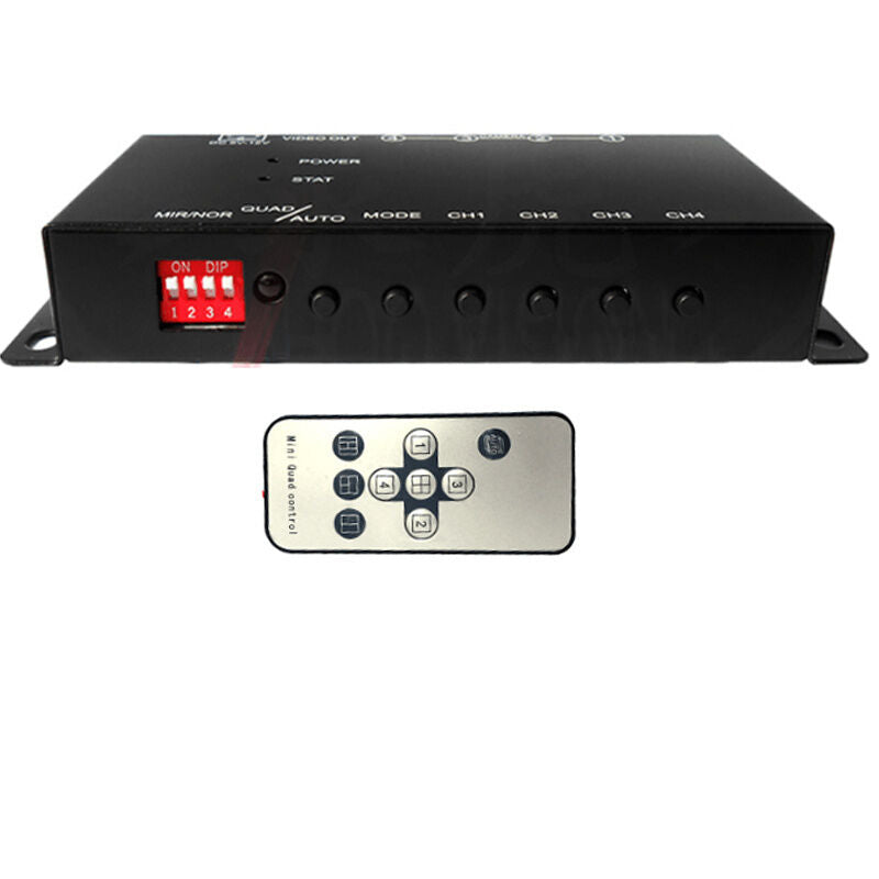 4-Way Car Video Switch Parking Camera 4 View Image Split-Screen Control Box