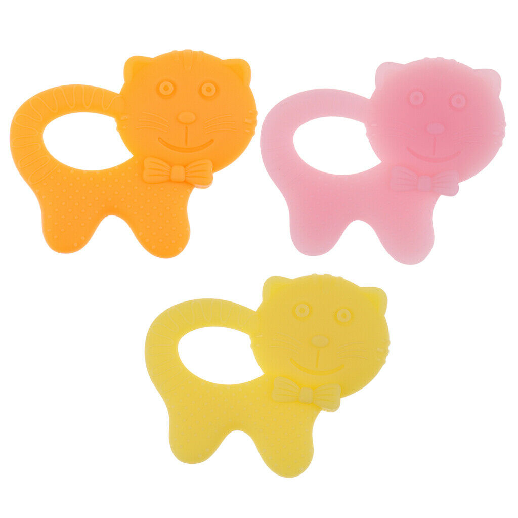 Babies Infants Safe Teething cartoon Toys Silicone Molar Rod  Orange Cat