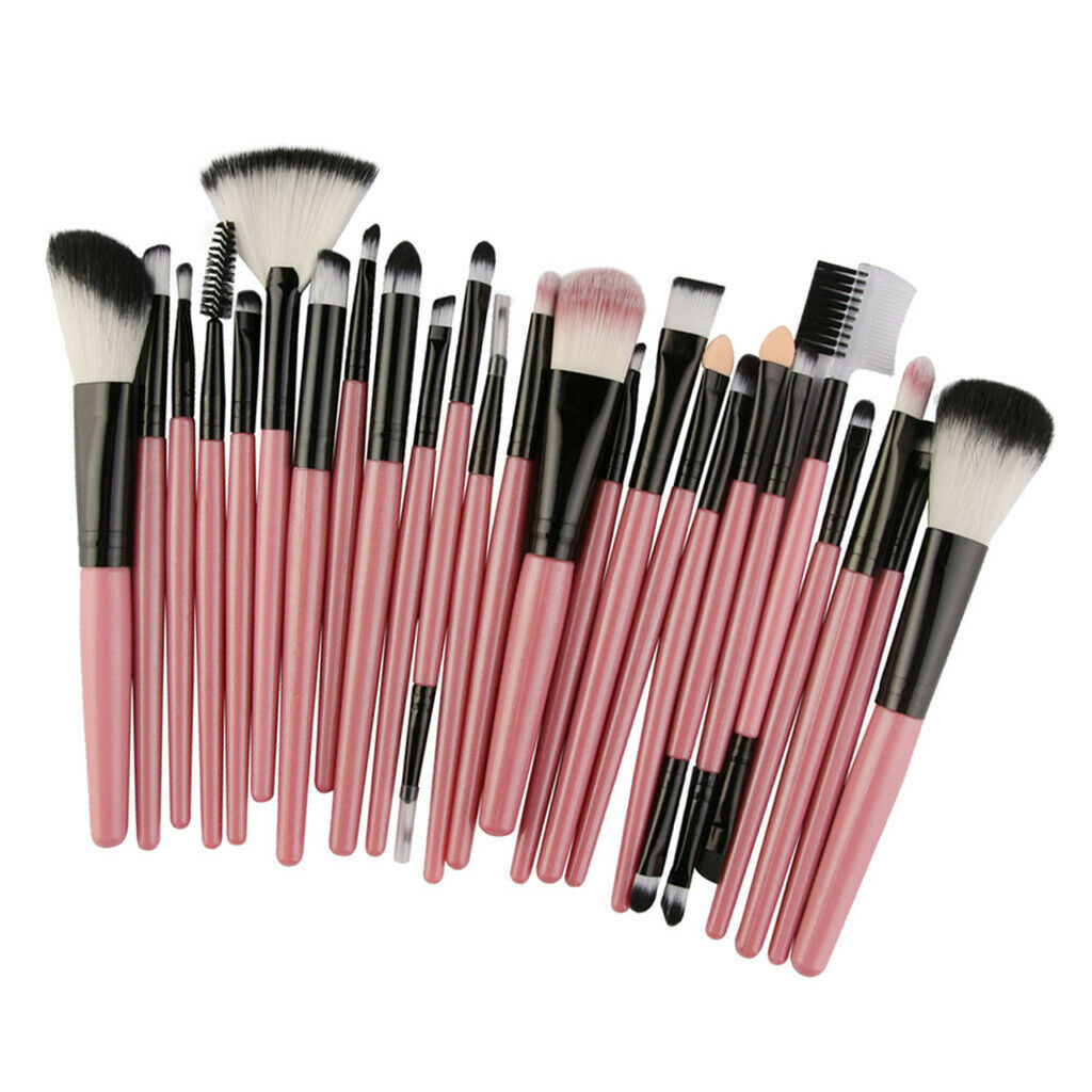 25x Pro Makeup Brushes Set Blush Contour Blending Lips Brush Kit Pink Black