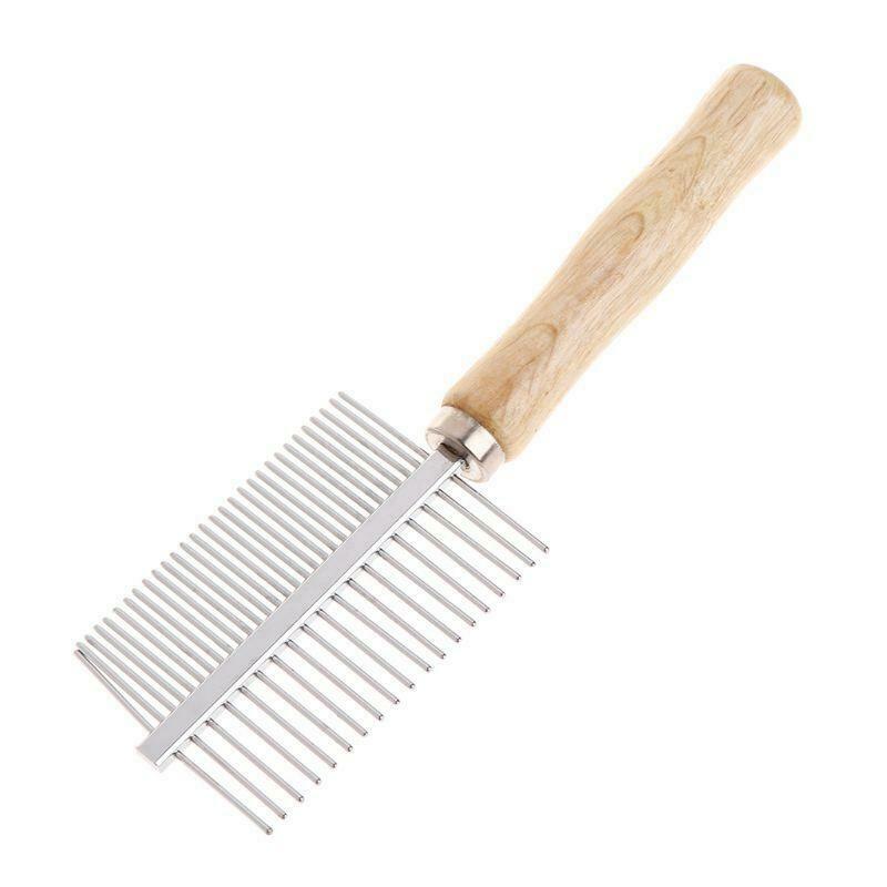 Pet Comb Grooming Double Combs Stainless Steel Wooden Handle Cat Kitten Dog Hair