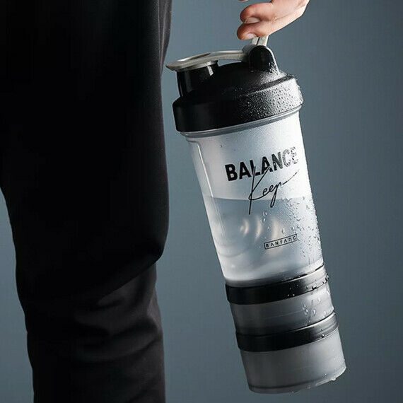 Shaker Bottle 500ML Protein Powder Mixing Bottle Sport Fitness Gym Shaker Black