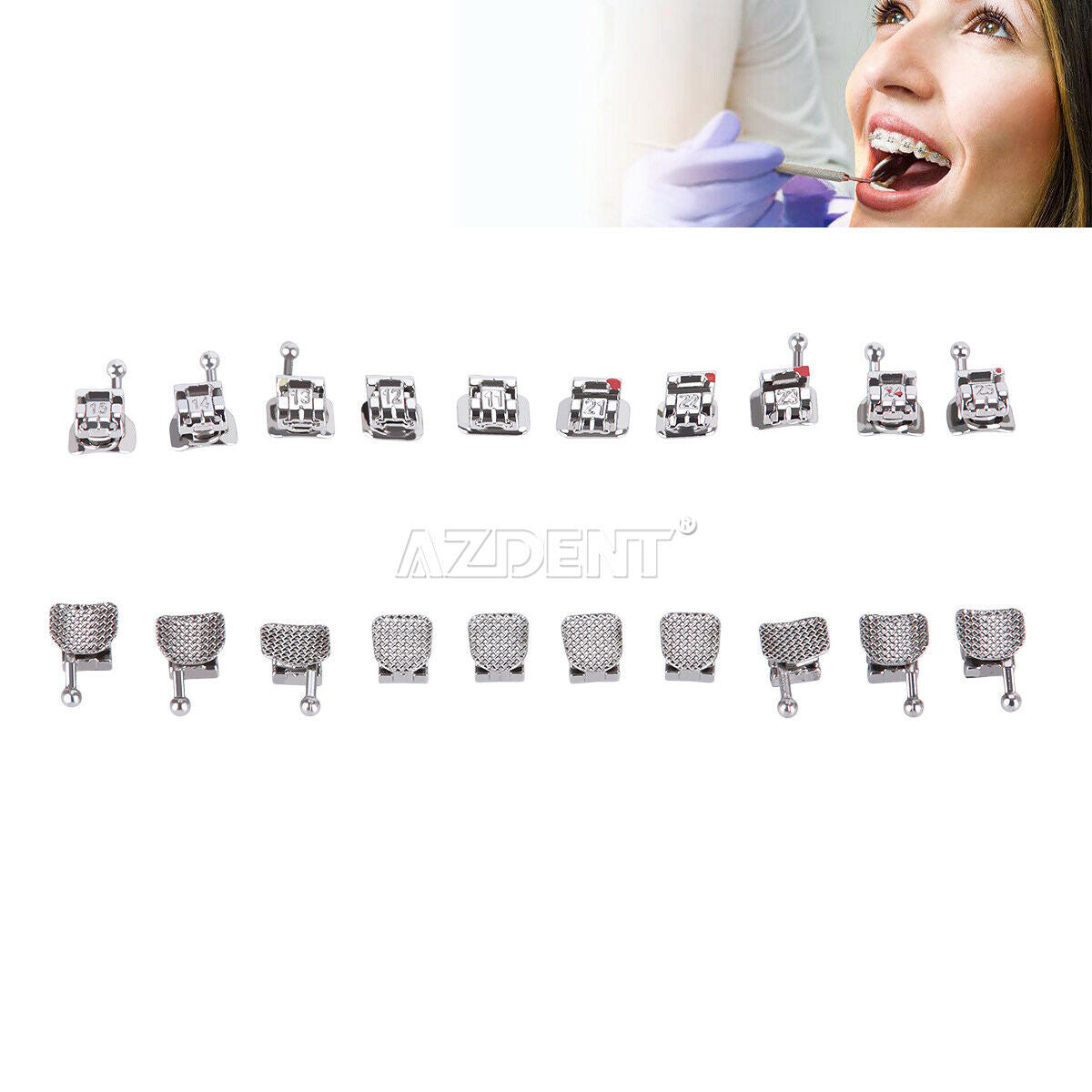 5XDental Metal Self-Ligating Brackets with Movable Hook Standard Turque 345Hook
