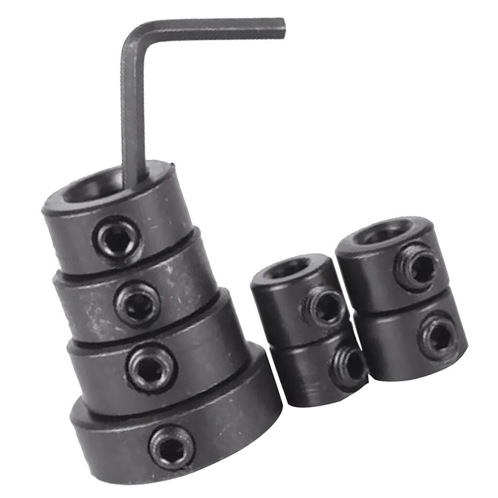 8Pcs Drill Depth Stop Collars Ring Dowel Shaft Chuck +Hex Wrench Woodworking
