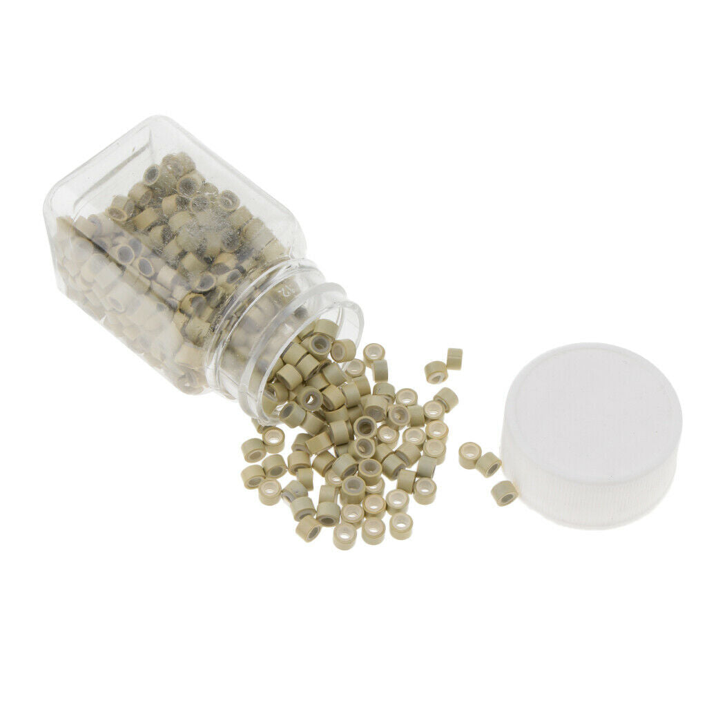 Pack 1000 Silicone Lined Micro Rings Links Beads for Bonded Tipped Hair