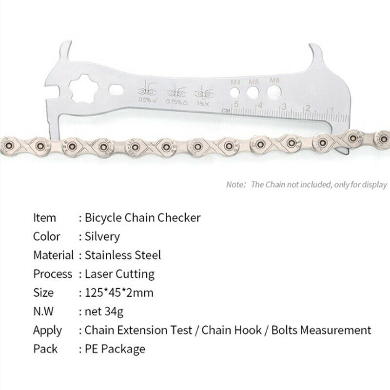 Bike Chain Measuring Ruler Wear Indicator Checker Measuring Device Chain Ruler