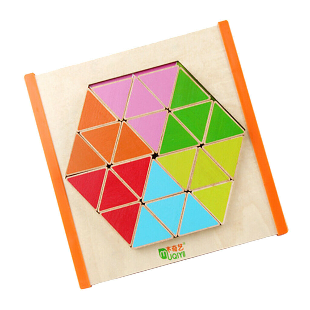 Wooden Jigsaw Puzzles, Included 24pcs Triangle Pieces and 1 Jigsaw Board, Color