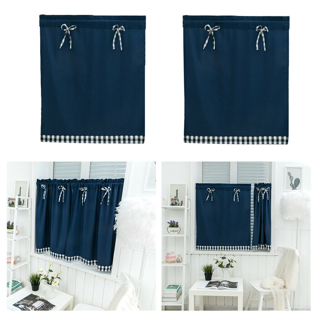 Set of 2, Decorative Kitchen Curtains Set Blackout Window Drapes Plain Color