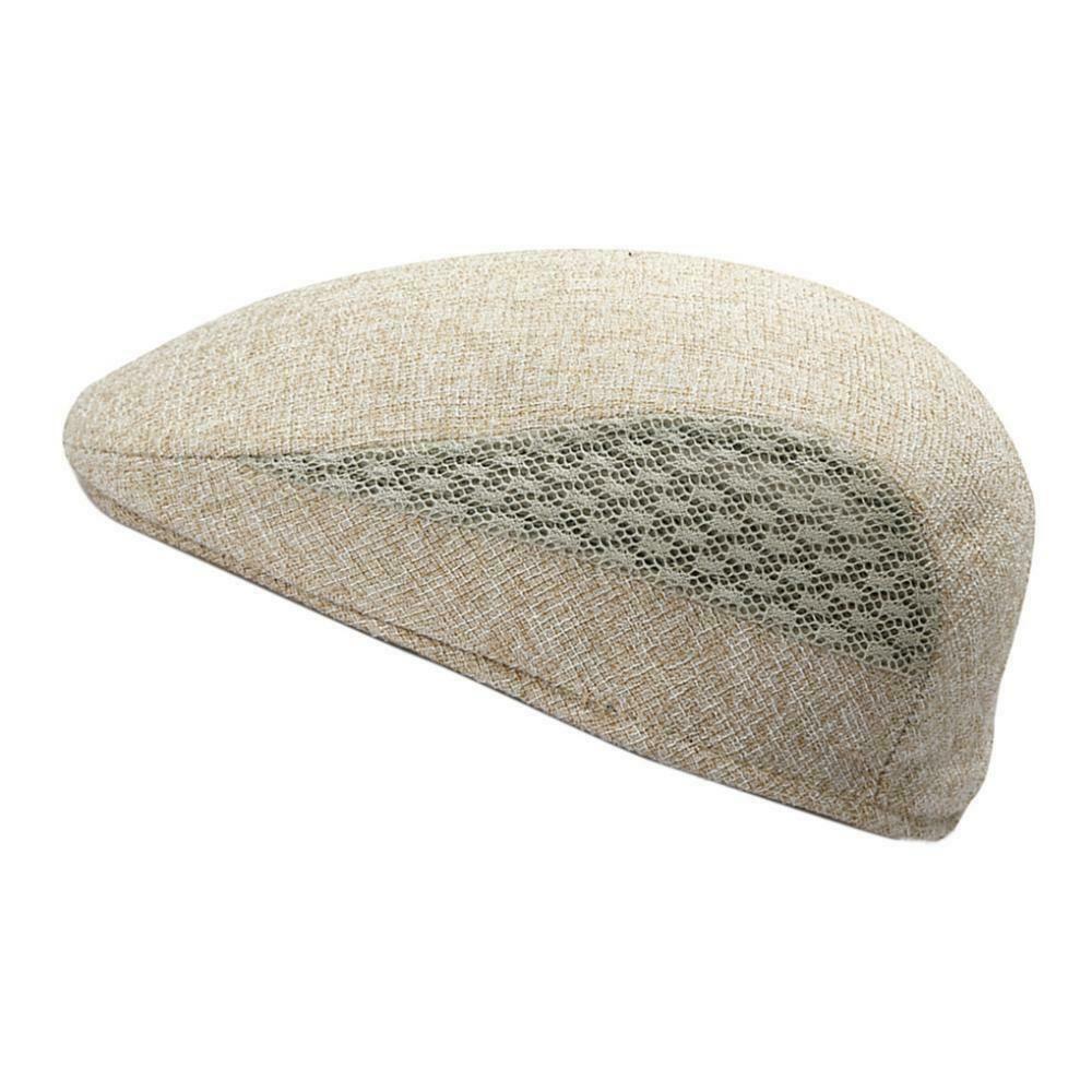 Men Cotton Linen Duckbill Hat Ivy Newsboy Flat Driving Hunting   Khaki