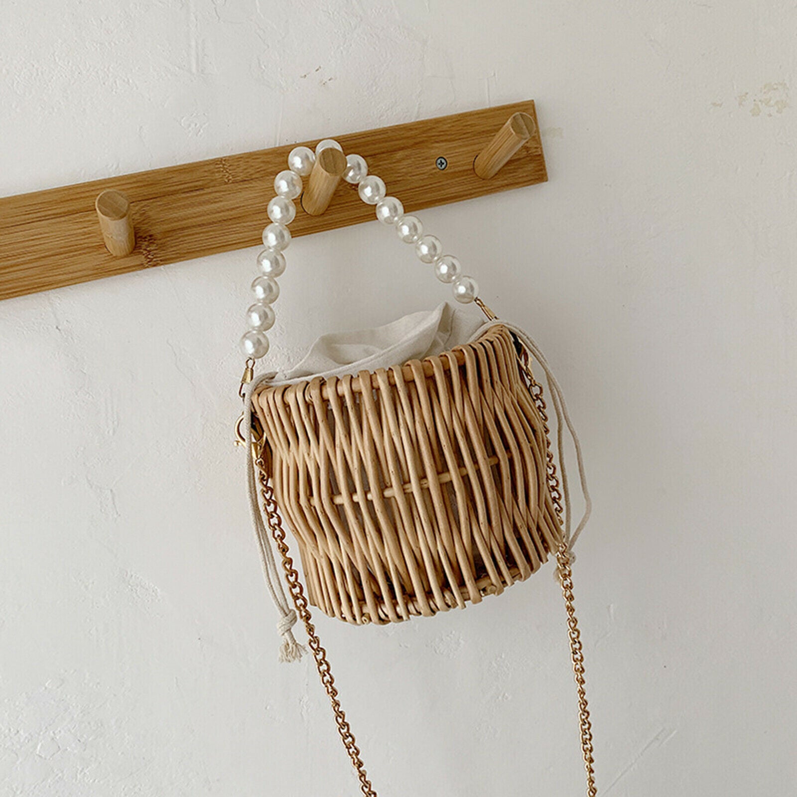Rattan Straw Bag Boho Crossbody Handbag Shoulder Bags Bucket Bag Fashion