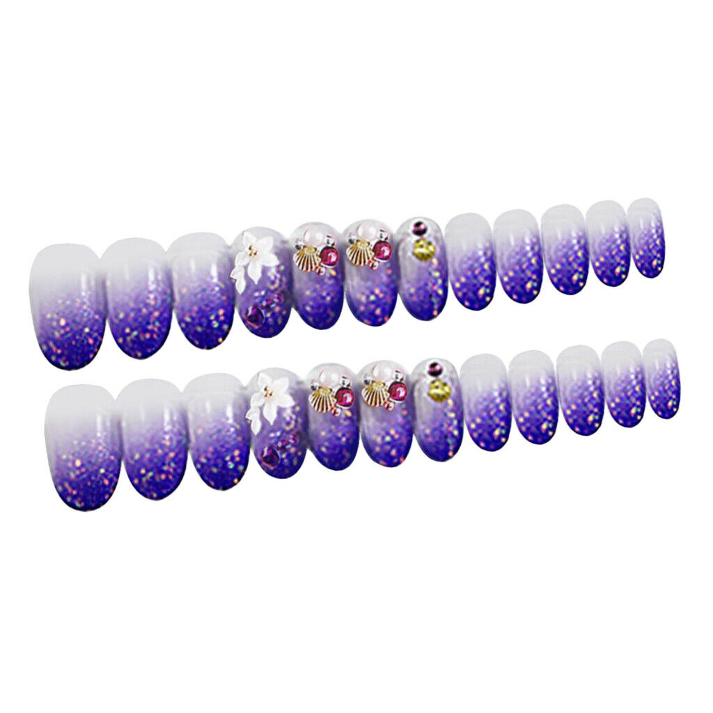 2 Color French Tip Press On False Nails Acrylic Full Cover Nail Art Tips Set