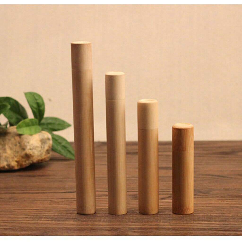 2x Bamboo Mini Tea Canister Tea Box Tube Jar Portable Travel Tea Canisters Cover
