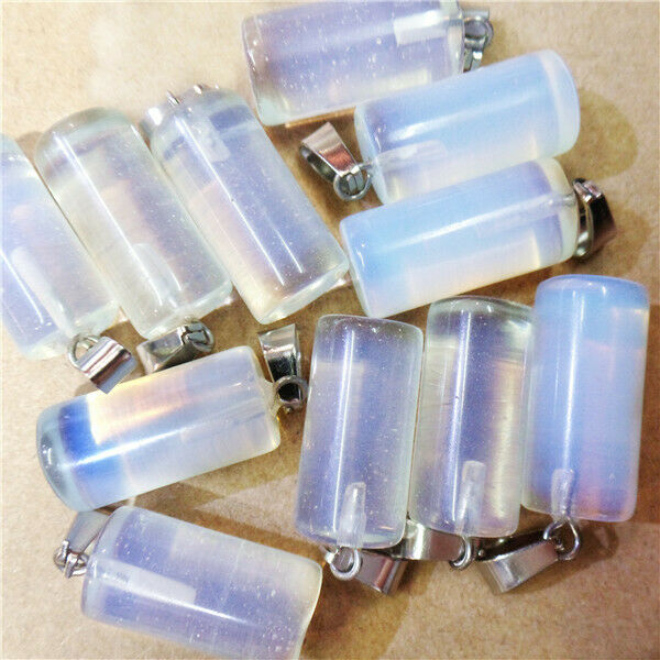 100Pcs 25x10mm Wholesale White Opal Cylinder Pendant Bead Accessories HH8192