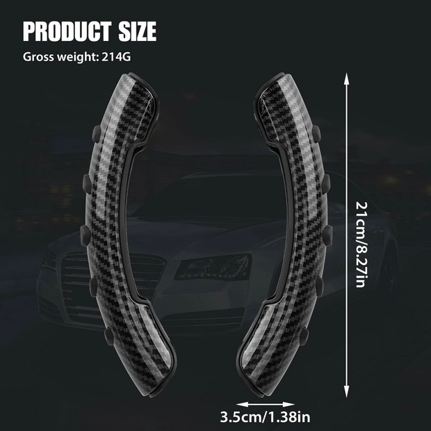 2X Car Steering Wheel Booster Non-Slip Cover Carbon Fiber Universal Accessories