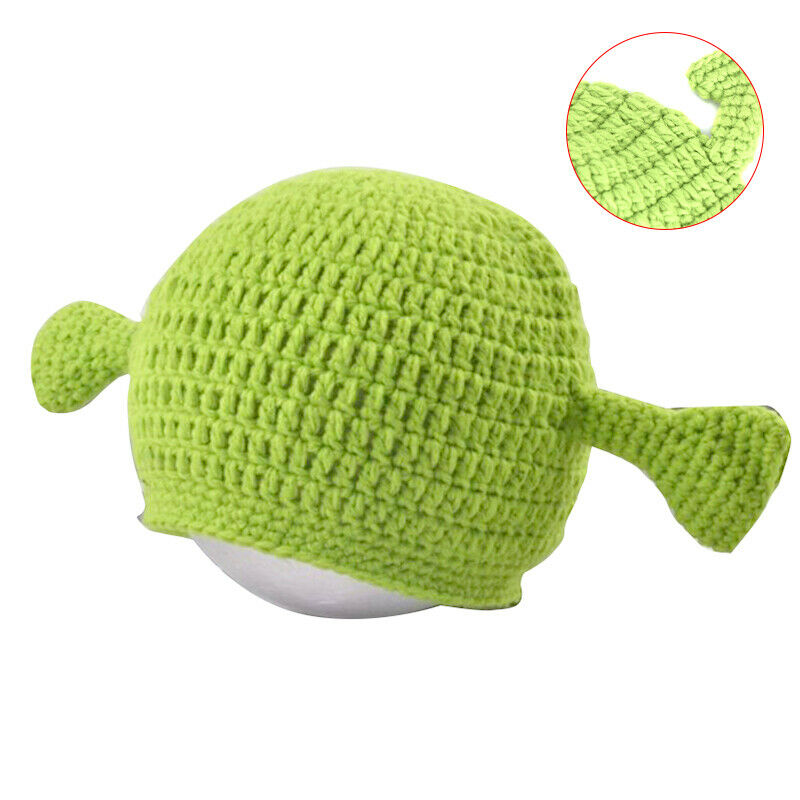 Unisex Balaclava Monster Shrek Wool Winter Knitted Hats Green Party Funny C Gy