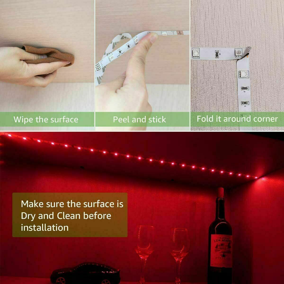 16.4ft Flexible 5050 RGB LED Strip Light Remote Fairy Lights Room TV Party Bar