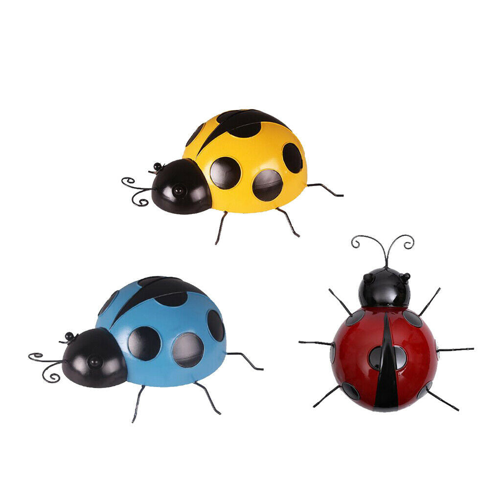 Pack 3 Ladybird Hand Painted Wall Hanging Ladybug Ornaments for Nursery Room