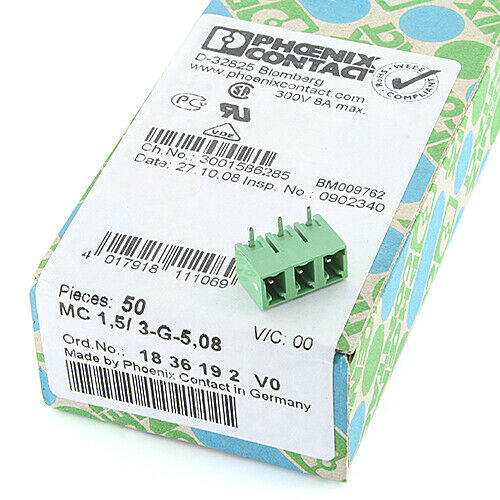 [10pcs] MC1,5-3-G-5,08 1836192 Header Connector 3 Pin THT