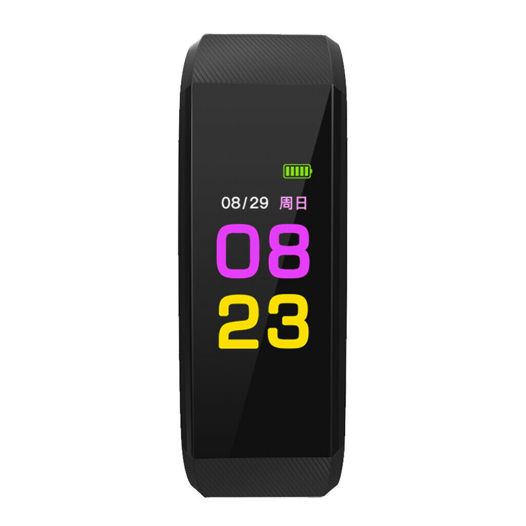 115Plus Smart Watch Wristband Fitness Tracker Heart Rate Monitor Black