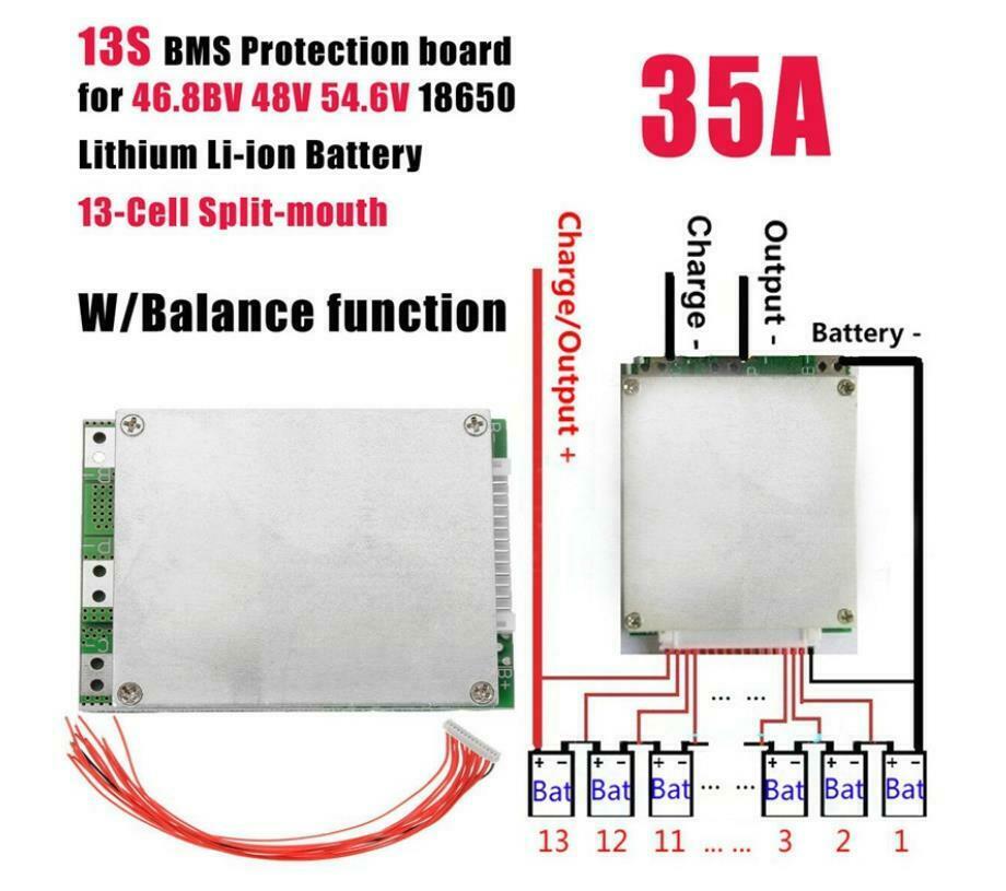 13S 35A 48V BMS PCB PCM 10S 16A 36V Lithium Battery Balance Protection Board