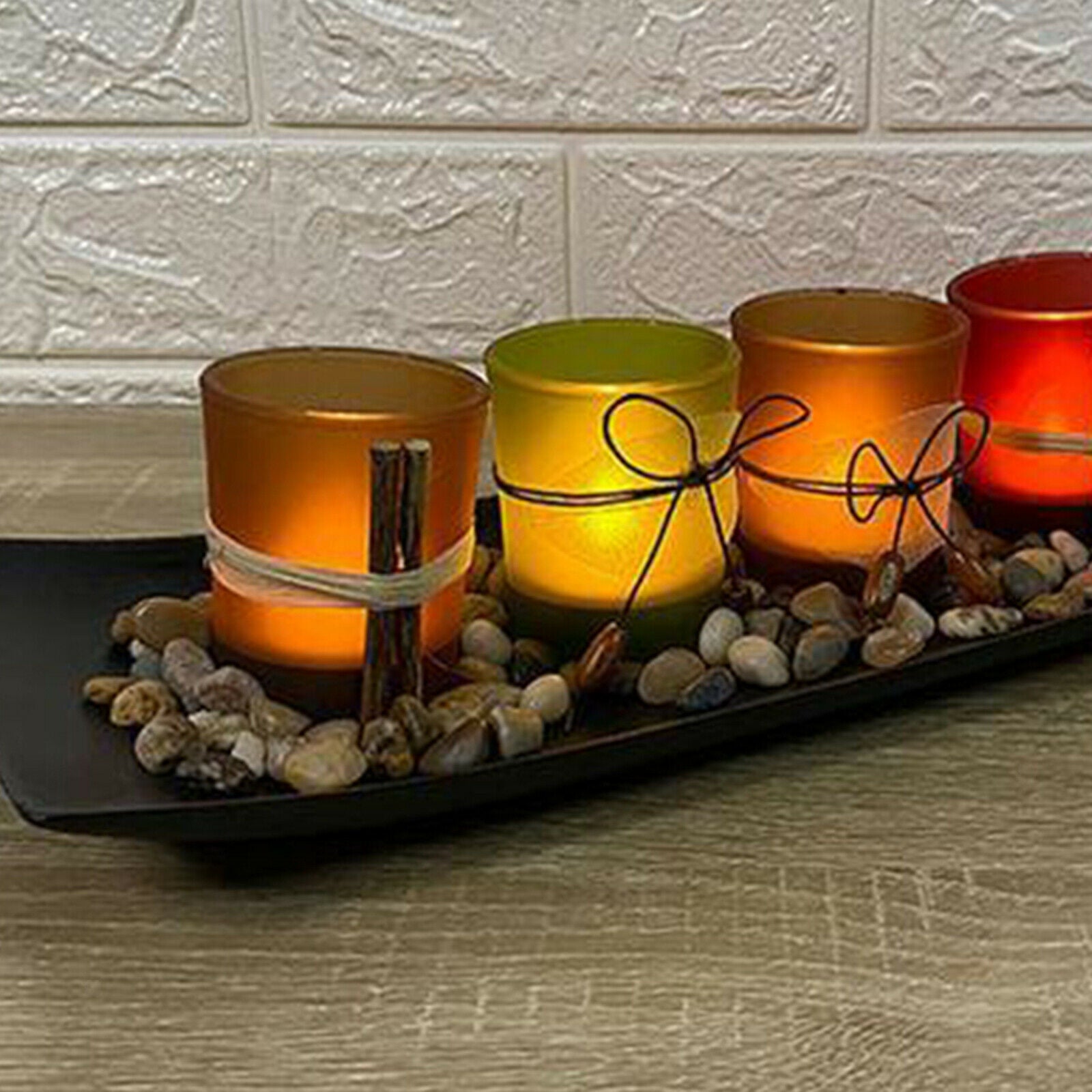 Glass Candle Holder Set Table Centerpiece Birthday Home Living Room Decor