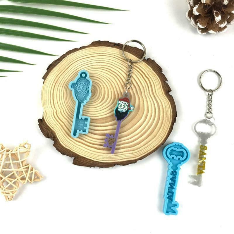 Santa Claus Key Shape Keychain Mould Crystal Epoxy Creative Silicone Mould
