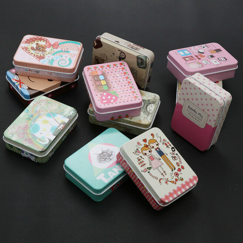 1PC Cartoon Tin Sealed Jar Packing Box Jewelry Candy Storage Cans Coin Gift  Qx