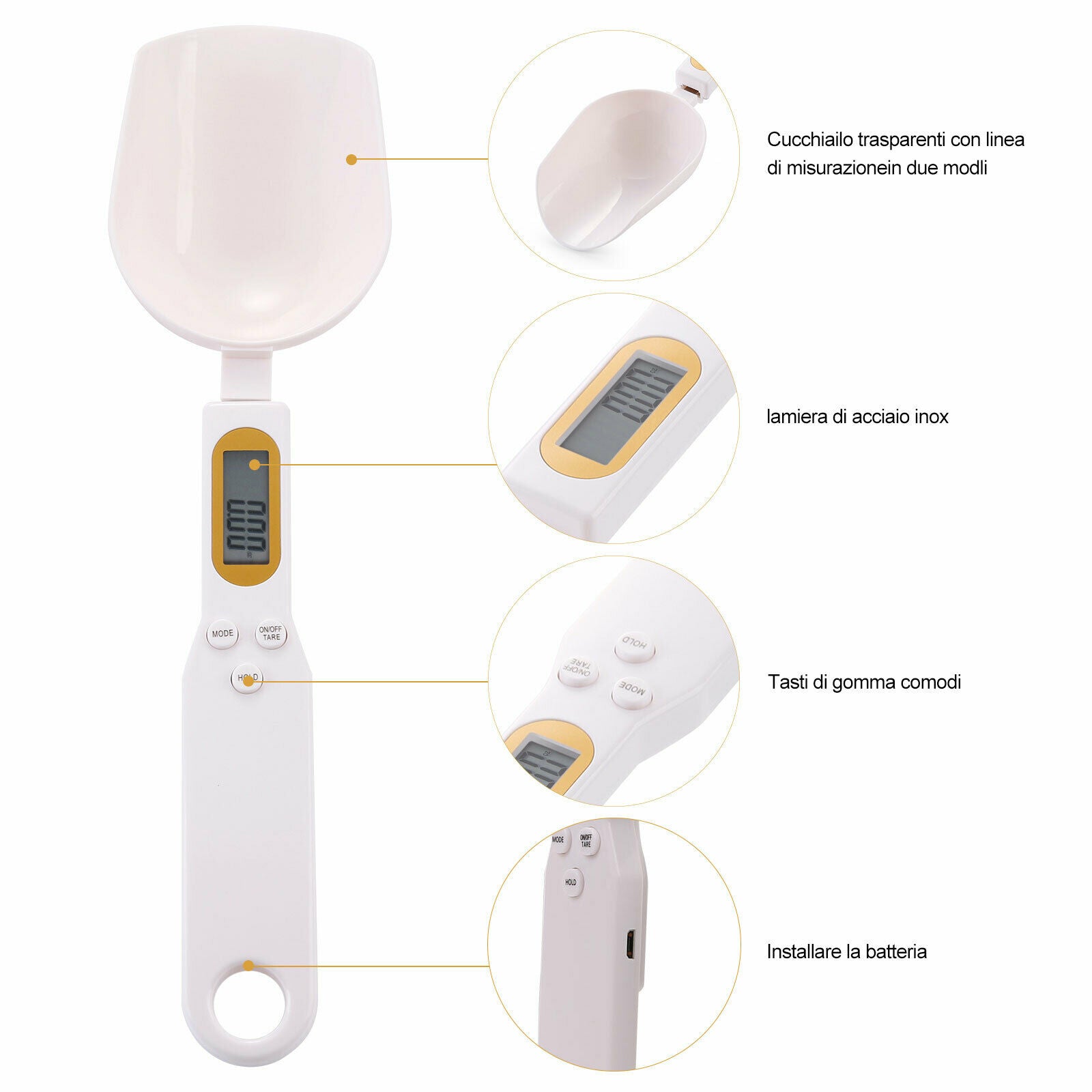 500g/0.1g Kitchen Food Scale Spoon, Digital Measuring Weighing Grams Cup  @