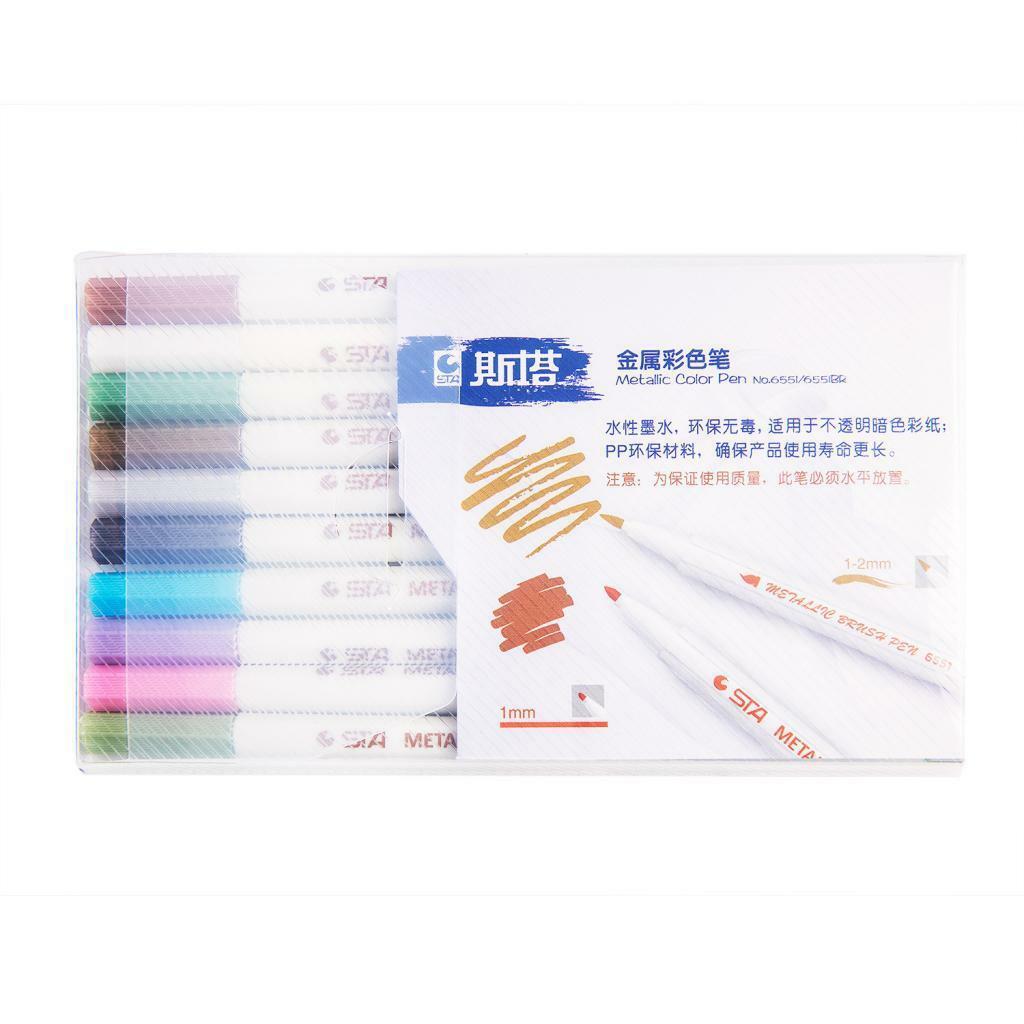 10Colors Metallic Marker Pen DIY Scrapbook Crafts Soft Brush Pen Art Markers