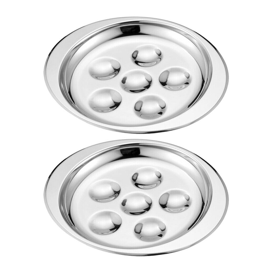 2x Stainless Steel French Escargot Baking Plate Mushroom Snail Dish Set